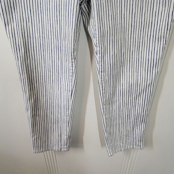 Chico's So Slimming Girlfriend Blue & White Striped Cropped Pants - Picture 7 of 12
